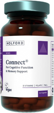 Patrick HOLFORD Connect/Brain Supplement/for Cognitive Function & Memory Support / 7 Nutrients/B Vitamins, Folate as 5-MTHF, TMG + / Naturally Sourced / 60 Capsules/Vegan/for Women & Men