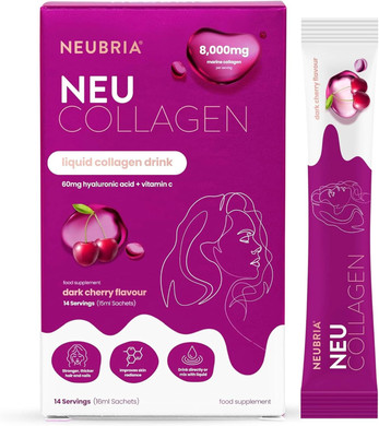 NEUBRIA Marine Collagen 8000 mg - Liquid Collagen Drink Hydrolysed Peptides with Hyaluronic Acid & Vitamin C for Hair Skin Nails Joints  14 Sachets