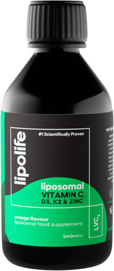 Liposomal Vitamin C, D3, K2 Plus Zinc. Liquid Immune Support with high Absorption. Vegan. Made in The UK. lipolife liposomal Supplements, #1 scientifically Proven
