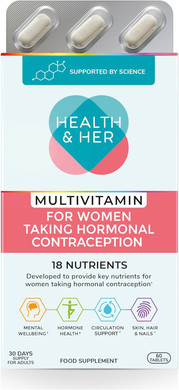 Health & Her Multivitamin Supplement for Women Taking Hormonal Contraception - Nutrition Support for Women & Teen Girls on The Pill - 2 Month Supply, 120 Tablets - Vegetarian & Gluten Free