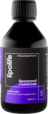 liposomal Carnosine. Unflavoured Liquid, Gluten Free, Vegan. Advanced antioxidant with Higher Absorption. 240ml. lipolife LLC1