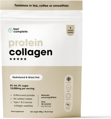Feel Complete | High Protein Collagen | Grass Fed & Hydrolysed | Premium Type 1 & 3 Hydrolysed Bovine Collagen Peptides | Halal | Skin, Hair & Nails | Includes Amino Acids | 600g | 60 Servings