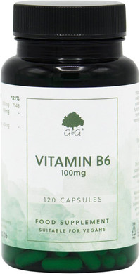 Vitamin B6 Pyridoxine HCl Capsules | 100mg Vitamin B6 per Capsule | 120 Vegan Capsules | G&G Vitamins