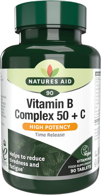 Natures Aid Vitamin B Complex 180 Tablets  High Potency  Supports Energy Metabolism, Nervous System, Brain & Immune Function  Vegan, Gluten Free, Non-GMO  Overall Wellbeing Supplement