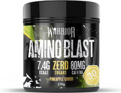 Warrior Amino Blast 270g  BCAA Powder  Branched Chain Amino Acids Supplement, Intra Workout & Recovery, Energy Drink  30 Servings (Pineapple Crush)