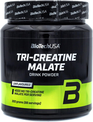 BioTechUSA Tri Creatine Malate | 4500mg Triple Creatine Compound | Gluten Free | for Enhanced Physical Performance in High-Intensity Workouts, 300g