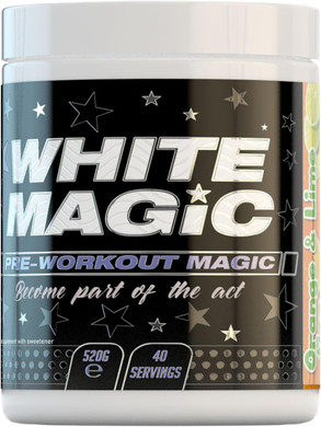 Medi-Evil Nutrition White Magic Pre-Workout Amino BCAA Powder Supplement with Caffeine - 520g - 40 Servings (Pack of 1) (Orange and Lime Fizz)