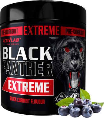 Activlab Black Panther Extreme 300g, Pre Workout Powder Energy, Physical Performance with Citrulline, Creatine, Beta Alanine, Caffeine, VIT B, HMB, 300g, 15 Servings (Black Currant)