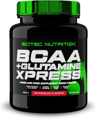 Scitec Nutrition BCAA + Glutamine Xpress  Essential Amino Acid Blend  with 5g 2:1:1 BCAAs  5g Glutamine  Fortified with Taurine, 600 g, Watermelon