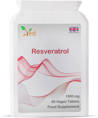 Ved Anti-Aging, Heart Health, Immunity Support | Antioxidant Supplement | Resveratrol Tablets | 1000 mg x 90 Tablets