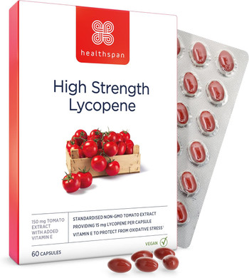 Healthspan Lycopene for Men's Health 15mg (2 Months Supply) | Natural Source Lycopene with Vitamin E | Rich in Tomato Phytonutrients | Non-GMO Tomatoes | Vegan