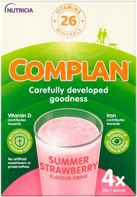 Complan Summer Strawberry Flavour Drink, 4 x 55g