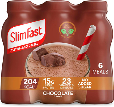 SlimFast Ready To Drink Shake, Tasty, Balanced Shake with Vitamins and Minerals, No Sugar, Cookies and Cream Flavour, 6 x 325 ml Multipack