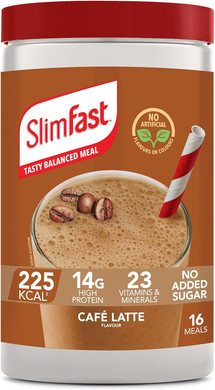 SlimFast Balanced Meal Shake, Healthy Shake for Diet Plan with Vitamins and Minerals, High in Fibre, Replacement, Café Latte Flavour, 16 Servings,584 g (Pack of 2)