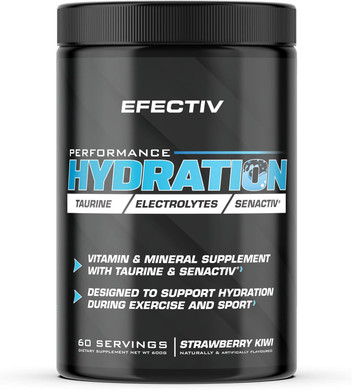 EFECTIV Performance Hydration - Electrolytes Powder 600g - Lemon & Lime - Premium Electrolyte Supplement with added Senactiv & Taurine - Made in the UK - Vegan (60 Servings)