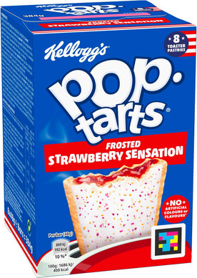 Kellogg's Pop-Tarts Frosted Strawberry Sensation Toaster Pastries Box, 8 x 48g