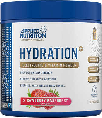 Applied Nutrition Hydration Electrolyte & Vitamin Powder + White Steel Flask 500ml- Natural Energy & Reduces Tiredness & Optimise Hydration (240g - 30 Servings)(Strawberry & Raspberry)