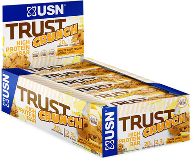 USN Trust Crunch White Cookie Dough Protein Bars: Indulgent and Filling High Protein Snacks - 20g Protein Per Serving (12 x 60g Bars)