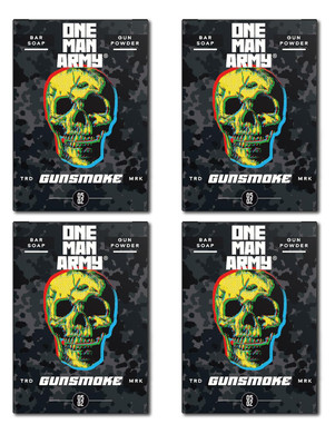 Gunsmoke Bar Soap For Men Grooming, Body And Face Natural Cleanser, Fresh Masculine Scent, Gift For Armed Forces And Military Enthusiasts, American Made, 4 Pack