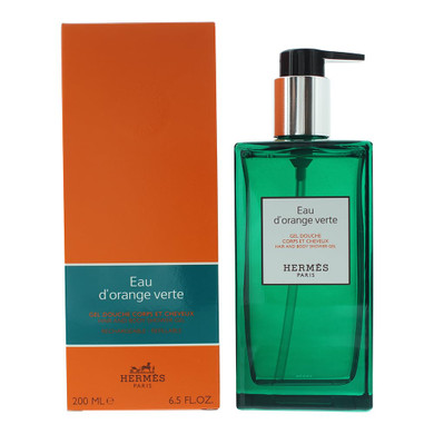 Hermes Eau D'Orange Verte Hair And Body Shower Gel 200Ml 6.5 Fluid Ounce Glass Bottle With Pump [Refillable]