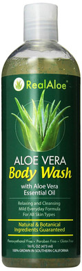 Real Aloe Body Wash With Aloe Vera Essential Oil, 16 Oz