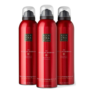 Rituals Ayurveda Rebalancing Foaming Shower Gel - Fragrant Body Wash With Indian Rose & Sweet Almond Oil - 6.7 Fl Oz (3 Pack)
