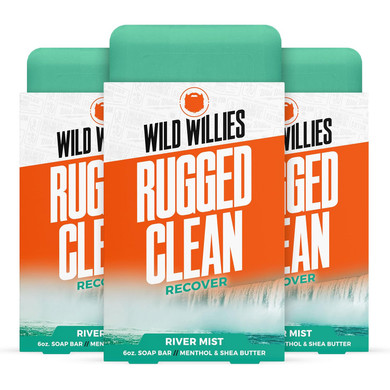 Wild Willies Moisturizing Mens Bar Soap - Bath Soaps With Shea Butter For Odor Protection - Natural Body Bar For Men - Variety Pack, 3 Pack Coastl Drift, Aspen Trail, River Mist
