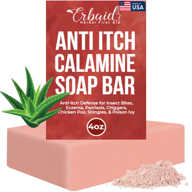 Calamine Soap Bar For Itching  All Natural Instant Itch Relief  Calming Calamine Soap For Itchy Skin, Insect Bite, Eczema, Poison Ivy Rash, Chicken Pox  Pure Raw Anti-Itch Body Wash Made In Usa