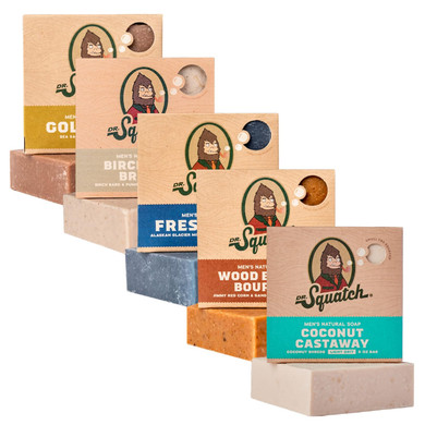 Dr. Squatch Natural Bar Soap For Men - Cold Process Soap With No Harsh Chemicals - Alpine Sage, Bay Rum, Bourbon, Eucalyptus & Goat'S Milk (5 Oz, 5-Pack)