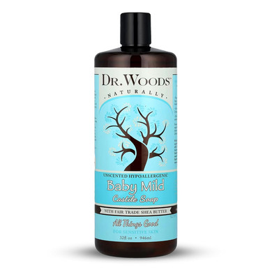 Dr. Woods Baby Mild Unscented Liquid Castile Soap With Organic Shea Butter, 32 Ounce