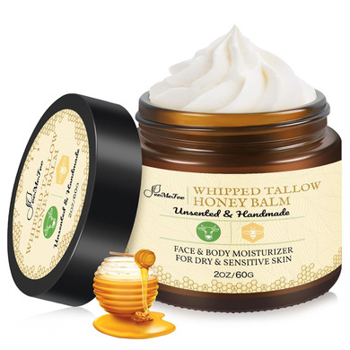 Beef Tallow For Skin 4Oz, Tallow And Honey Balm, Unscented Tallow Face Moisturizer, Beef Tallow For Face, Organic Grass Fed Beef Tallow Balm, Whipped Beef Tallow Lotion Face Cream