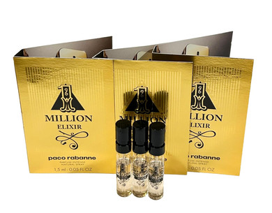Paco Rabanne 1 Million Elixir Intense Perfume Men Spray Vial Perfume 1.5 Ml / 0.05 Fl Oz - Set Of 3