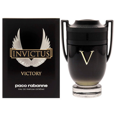 Paco Rabanne Invictus Victory 3-Piece Tin Box Set For Men, (3.4 Oz Eau De Parfum Extreme Natural Spray + 5.1 Oz Deodorant Spray + 0.34 Oz Eau De Toilette Spray)