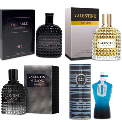 Men'S Cologne Gift Set Include Valentine Milano,Valentine,Choco Musk & Blue For Men Ultra - 3.4 Fl Oz Each | Vanilla Bourbon, Leather & Amber Floral Fragrance | Luxury Eau De Toilette Quartet
