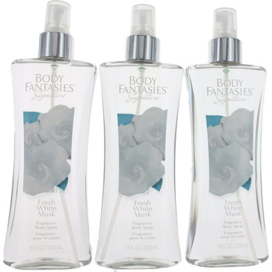 Fresh White Musk By Body Fantasies 3 Pack 8Oz Fragrance Body Spray Women