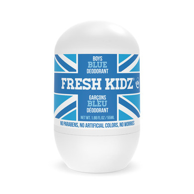 Fresh Kidz Roll On Deodorant For Kids And Teens - Baking Soda And Aluminum-Free 24 Hour Protection For Sensitive Skin - Boys "Blue" 1.86 Fl.Oz
