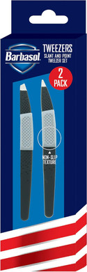Barbasol Non Slip Stainless Steel Tweezer (2 Pack) - Slanted And Pointed