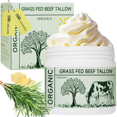 Beef Tallow, Tallow Face Moisturizer, Beef Tallow For Skin, Unscented 100% Organic Beef Tallow Blam Grass Fed Finished Whipped Tallow Face Cream Moisturizer Body Lotion Skin Care For Sensitive Skin