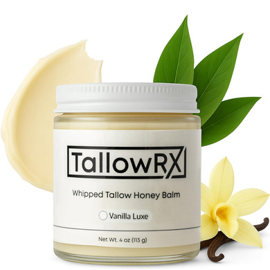 100% Grass-Fed Beef Tallow For Skin  Whipped Tallow Honey Balm, Pure & Organic Moisturizer For Face & Body With Manuka Honey, Jojoba & Calendula  Deep Hydration & Soothing (4 Oz, Vanilla Scented)