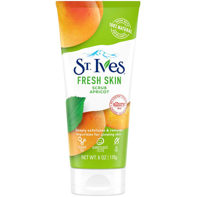 St Ives Apricot Scrub Invigorating & Smoothes Skin 170G -100% Natural Walnut Shell Powder Works To Give You Soft, Smooth, Positively Glowing Skin