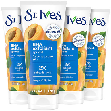 St. Ives Acne Control Apricot Face Scrub, Deep Exfoliator Skin Care, Prevents Acne For Radiant Skin, Salicylic Acid Acne Treatment Facial Scrub, Made With 100% Natural Exfoliants, 6 Oz, 4 Pack