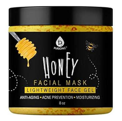 Pursonic Facial Mask Collection Of Black Charcoal, Red Clay & Honey Mask, Sourced From All Over The World For A Clean And Healthy Face, 8Oz(Honey Mask)