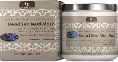 Dead Sea Mud Mask - 250 Grams (8.8 Fl Oz) - 100% Natural - Paraben & Sulphate Free- Deep Cleanses & Detoxifies The Skin  Pomotes Visibly Lesser Pores And Clearer Skin