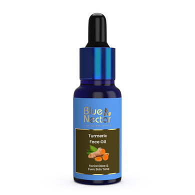 Blue Nectar Turmeric Facial Oil For Even Skin | Plant Based Skin Glow | Tan Removal Face Serum For Women & Men (16 Herbs,1 Fl Oz)