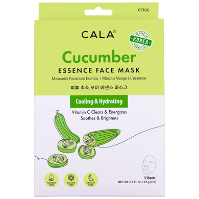 Cala Cucumber Essence Full Face Facial Mask Sheets - 5 Pieces, Made In Korea