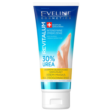 Eveline Cosmetics Revitalum Intensive Softening 30% Urea Exfoliating Moisturizing Cream Mask For Calluses, Aha Formula, 100Ml