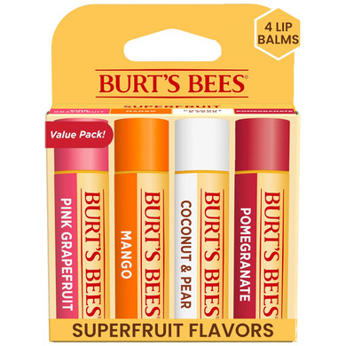 Burt'S Bees Lip Balm - Original Beeswax, Cucumber Mint, Watermelon & Sweet Mandarin, With Responsibly Sourced Beeswax, Tint-Free, Natural Origin Treatment, 4 Tubes, 0.15 Oz