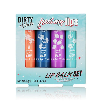 Feed My Lips, Lip Balm Set, 4 X 4G Nourishing, Hydrating Lip Salve Tubes Gift Set, Variaty Of Fruity And Flavours