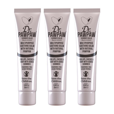 Dr.Pawpaw Shimmer, Multi-Purpose Natural No Fragrance Balm For Hydrating Lips, Skin, Hair, Cuticles, Nails & Beauty Finishing (3 X 25 Ml)