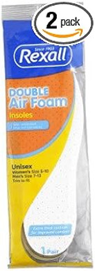 Rexall Double Air Foam Insoles, 1 Pair